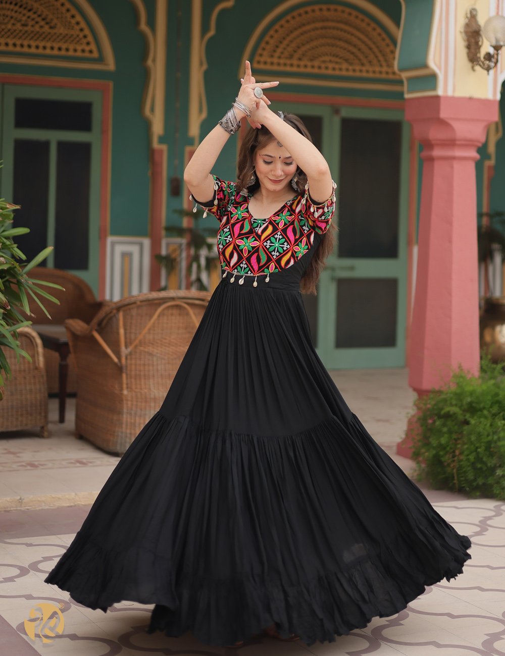 Sonali Summer Blossom Organza Silk Floral Printed Western Wear