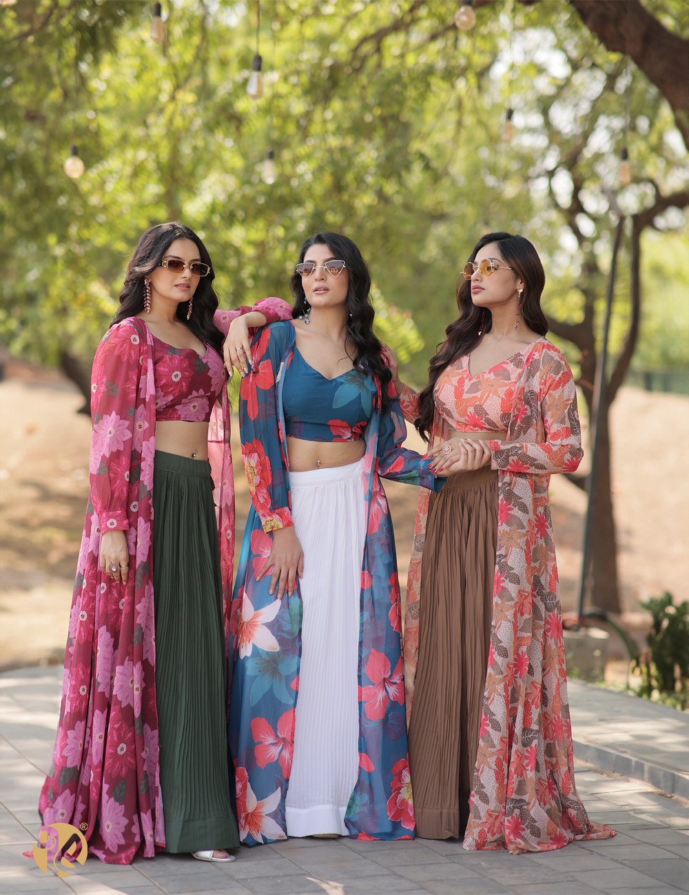 Angrakha Pattern Printed Suit Set with Full Dupatta